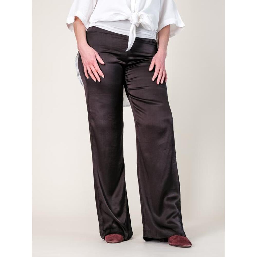 Reconnect Satin Wide Leg Maternity Pants - Black - SM